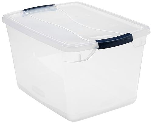 Rubbermaid Cleverstore Clear 30 Qt/7.5 Gal, Stackable Plastic Storage Containers with Durable Latching Clear Lids, Visible Storage, Great for Closet, Laundry, and Kitchen Storage (Pack of 6)