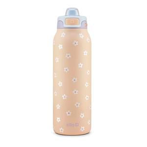 Ello Pop & Fill 32oz Stainless Steel Water Bottle with Quick Fill Technology, Double Walled and Vacuum Insulated Metal, Leak Proof Locking Lid, Sip and Chug, Reusable, BPA Free, Gloss Daisies