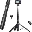 67.7" Camera Tripod with 1/4" Camera Mount & Light, NT99 Extendable Tripod Stand for Camera & GoPro Filming Vlogging, Travel Tripod Compatible with DSLR Camera (Black)