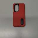 for Moto Edge Plus 2022 Case Moto Edge 30 Pro Case with Kickstand 3-Layer Military Grade Protective Cover Silicone Shockproof for Motorola Moto Edge Plus+ 2022 Phone Case (Red+Black)