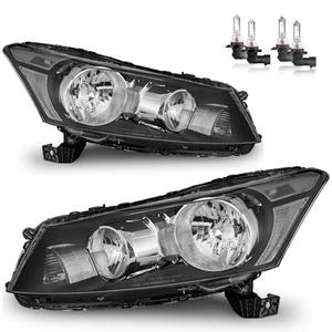 Feberg Headlights W/Bulbs for 2008-2012 Honda Accord 4Dr Headlamp Replacement Driver & Passenger Side, NOT fit coupe models or Crosstour models
