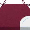 AAAAAcessories D-Shaped Chair Cushions, 2" Thick Dining Chair Pads with Ties and Removable, Machine-Washable Cover, 17" x 16", Wine Red