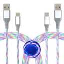 LED USB C Cable [2-Pack, 6FT], Color Change Visible Flowing LED Type C Fast Charging Cable Compatible with Phone 16 15, Samsung Galaxy S24 S23, Pixel and More (Color-Changing)