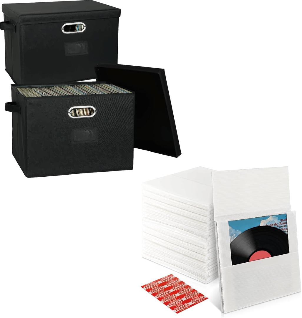 Lukeline 12 Inch Vinyl Storage Box and Vinyl Record Mailers, Sturdy LP Eco-Friendly Mailing Boxes, Easy to Fold and Fit Records for Packing, Shipping, Moving, 1 pack