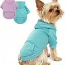 Pet Hoodie Dog Sweater for Small Dogs Girl Boy, Winter Puppy Sweatshirts with Pockets Hood, Warm Fleece Lined Dog Clothes Chihuahua Coat Clothing Puppy Cat Custume, X-Small (Lavender+Cadet Blue)