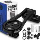 corki Cycles Adjustable Angle Out Front Stem Mounted Cycle Computer Bike Mount Compatible with Garmin Wahoo Bryton Cateye