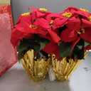 HOMESEASONS 2 Pack 18" Lighted Large Artificial Poinsettias for Outdoors LED Poinsettia Flowers Artificial Faux Poinsettia Plants Poinsettia Christmas Decorations for Office Home Kitchen Decor