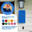 Metal Donation Box-Suggestion Box with Slot and lock-Cash Lock box for Money-Secure Drop Box-Comment and ballot voting box-comes with pre-drilled holes for easy wall mounting 10 X 6 X 2.5"(Blue)