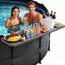 clicliet Pool Bar & Pool Side Table, Pool Accessories for Above Ground Pool | Upgrade Portable Poolside Table with 49"×9.6" Rust-Free ABS Top, Fits 4.4" or Less Top Rail, Holds 110 lbs for Frame Pools