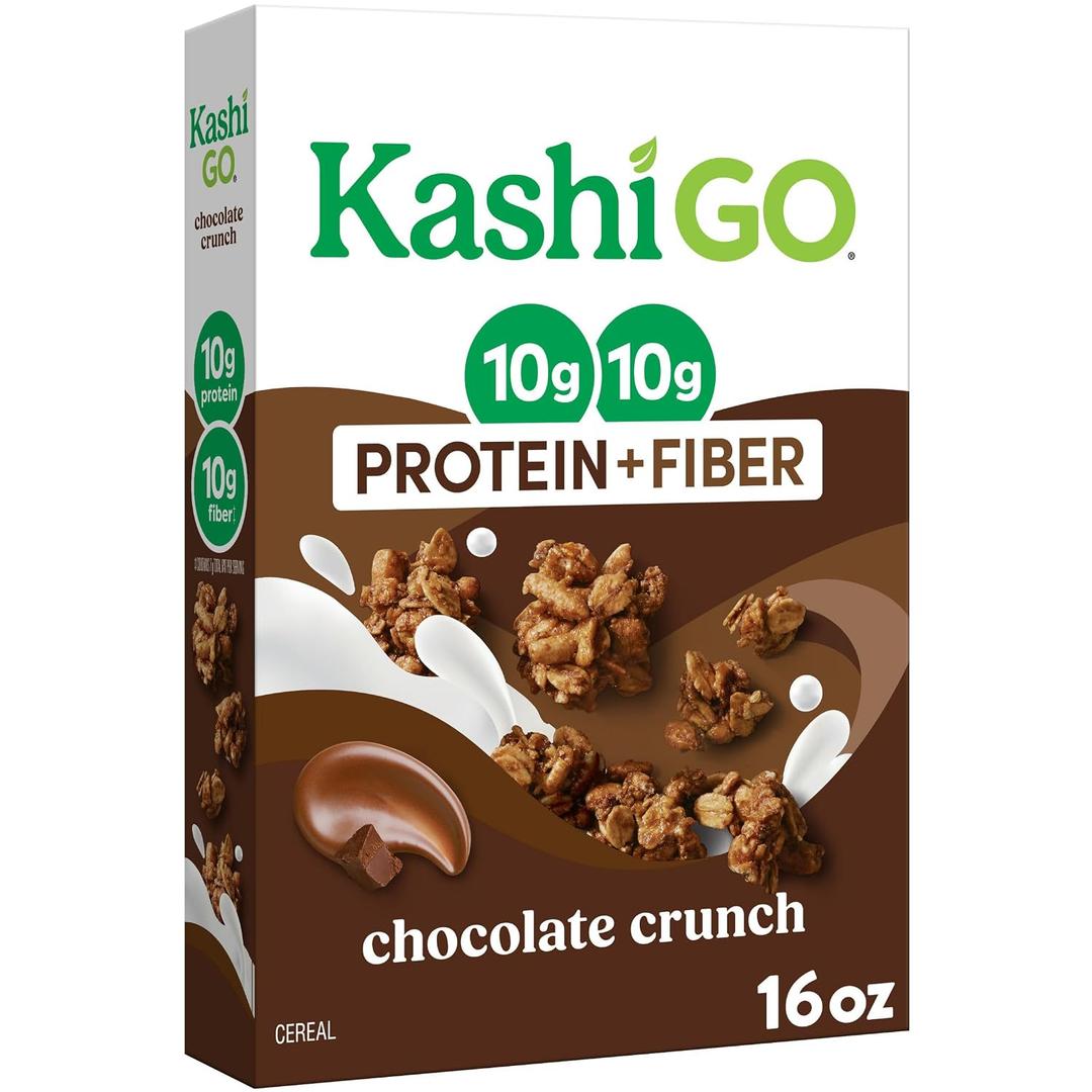 Kashi GO Protein Cereal, 10g Protein, 10g Fiber, Chocolate Crunch, 16oz Box (1 Box) (EXP 03/22/27)