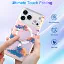 Cute Case for iPhone 17 Pro Max Case for Women Girls [ Compatible with Magsafe ] Aesthetic Cloud Pattern Design, Girly Glitter Sparkly Bling Protective Phone Cover, Iridescent Sun Set Sky
