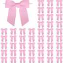 4 Inch Grosgrain Ribbon Twist Tie Bows (50 Pcs) Pre-Tied Premade Gift Bows for Gift Wrapping, Party Decor, Treat Bags, Wedding Favors Pink Craft Supplies for Baby Shower, Christmas, Valentine's Day