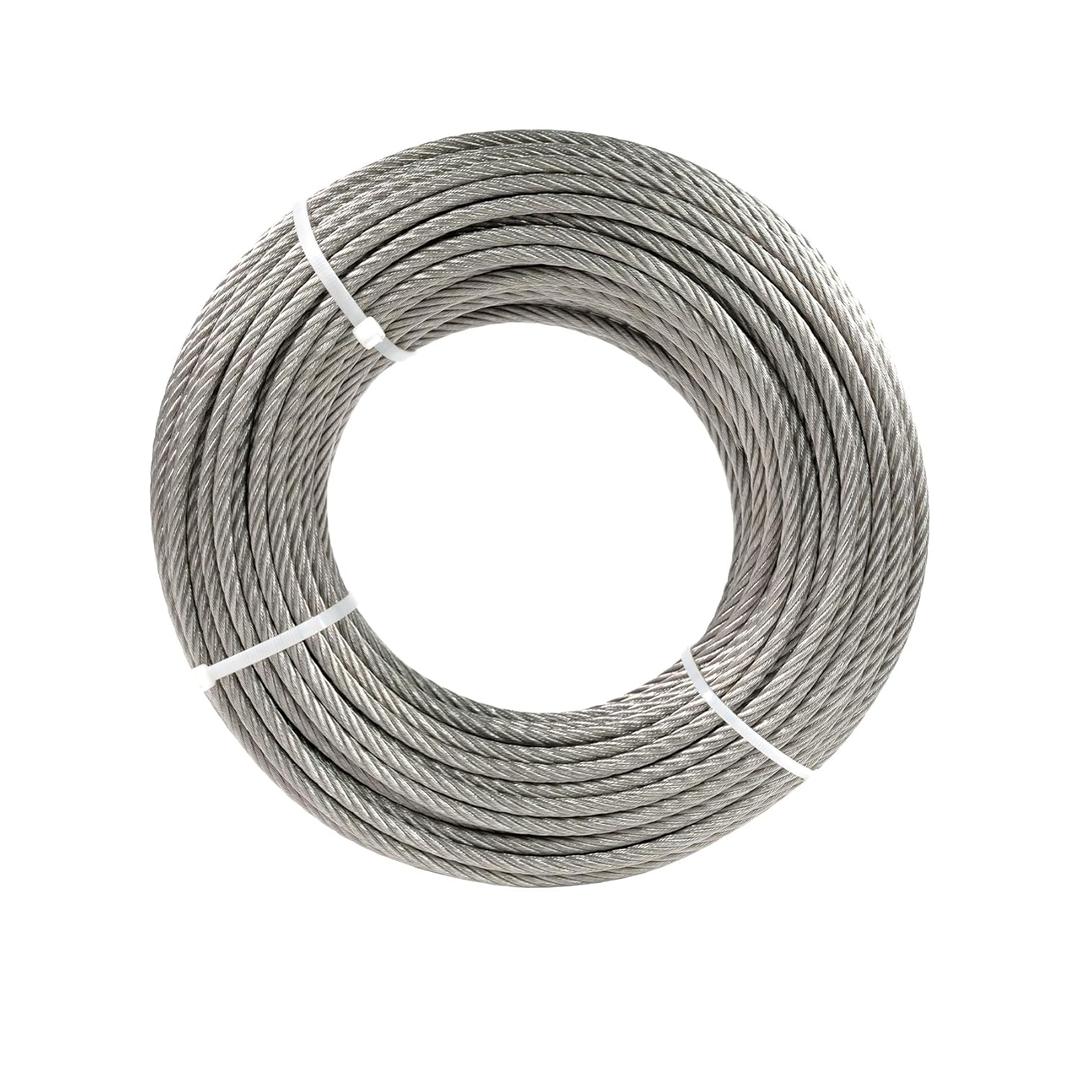 1/4" Stainless Steel Cable 150FT Wire Rope, 7X19 Strands Aircraft Cable, 6400lbs Breaking Strength, for Zipline, Outdoor, Deck Railing, Heavy Duty Applications, Hanging