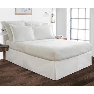 Bed Skirt King Size Pleated Style by Comfort Beddings 100% Cotton Blend Fabric, Premium Tailored Fit 1pc Bedskirt King Size 12" Drop Length White Solid