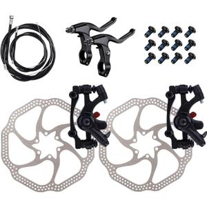 Bike Disc Brake Kit,Bike Front and Back Disc Brake Kit-Calipers,2 Pcs Stainless Steel 160 mm Rotors&Cable&Brake Lever&A Pair of Bicycle Brake levers&Fixing Screws