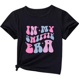SOLY HUX Toddler Girl's Letter Print T Shirt Short Sleeve Round Neck Summer Graphic Tees Tops Black Letter, 10-11Y