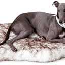 Plush Faux Fur Dog Bed for Large Dogs, Fluffy Luxury Dog Mattress, Fuzzy Dog Bed Mat Soft Flat Dog Beds Washable and Waterproof Pet Dog Rug Bed, Extra Large Orthopedic Dog Bed, Brown, 50"