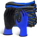 Evridwear Crinkle Latex Rubber Hand Coated Safety Work Gloves for Men Women General Multi Use Construction Warehouse Gardening Assembly Landscaping (Large, Blue- 12Pair)
