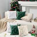 Christmas Pillow Covers 18x18 inch, Set of 2 Christmas Tree Decoration Soft Plush Faux Fur Throw Pillows Covers for Winter Holiday Festivals Bedroom Sofa Home Decor (Green)