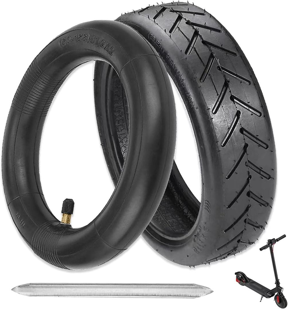 8.5 Inch Tire & Inner Tube, 50/75-6.1 Scooter Replacement Tire for Gotrax Gxl V2/XR Xiaomi M365/Pro/1S Electric Scooter, 8 1/2 X2 Thicker Inflatable Front and Rear Replacement Wheels (1 Set), 8.5x2 Tire & Inner Tube