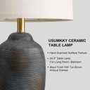 USumkky 24.5" Vintage Ceramic Table Lamp with 5FT Cord- Single Farmhouse Rustic Bedside Lamp with Natural Textured Finish, Nightstand Lamps for Living Room, Bedroom, End Table, Office Retro Black
