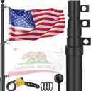 Telescoping Flag Pole for Outside House, 25 FT Heavy Duty 45K PSI & 95 HBW Hard Aerospace Aluminum Flagpole Kit, Unbending Telescopic Outdoor In-Ground Flag Poles with 3x5 American Flag for Yard