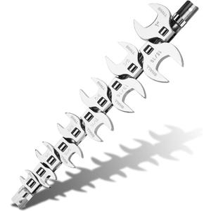 SHALL 3/8" Crows Foot Wrench Set, 11-Piece SAE Crowfoot Wrench Set with Clip-on Organizer, 3/8"-1", Tools for Mechanics, Access Fasteners in Tight Spaces (9.5 - 25.4 Mm)