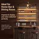 Solid Wood Wine Racks Wall Mounted with LED Lights, Modern Metal Wine Bottles Display Shelf, Industrial Iron Floating Lighted Bar Liquor Whiskey Shelves Rack for Home & Dining Room(120CM/47.2IN)