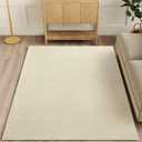 Washable Faux Sisal Rug, 10x14 Firm Textured Woven Mat, Indoor-Outdoor Non-Slip Easy-Clean Area Rug, Solid Modern Carpet for Living Room, Bedroom, Kitchen, Entryway, Patio, Cream Beige
