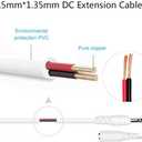 DC Power Adapter Extension Cable, 1.35mm x 3.5mm Male to Female Jack DC 5 Volt Power Adapter Plug Extension Cord for DC Power Adapter, CCTV Security Camera etc. 10M/32.8ft - White