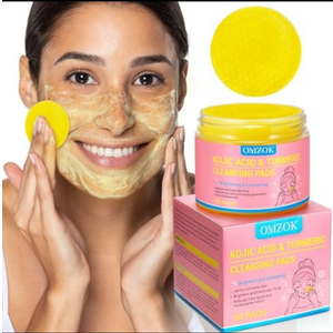 Pack Of 6 Turmeric Kojic Acid Cleansing Pads - Turmeric Facial Cleansing Pads For Acne Firming Skin - Remove Excess Keratin Clean Pores 50PCS, EXP Date 27/09/2027  Pack Of 6 Turmeric Kojic Acid Cleansing Pads - Turmeric Facial Cleansing Pads For Acne Firming Skin - Remove Excess Keratin Clean Pores 50PCS, EXP Date 27/09/2027