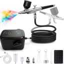 Dual-Action Airbrush Kit With Compressor, 58PSI Portable Airbrush, 3-Gear Adjustable, 0.3mm Nozzle Airbrush Gun & Cleaning Sets, Airbrush Sets for Nail Art, Painting, Cake Decor, Makeup, Modeling