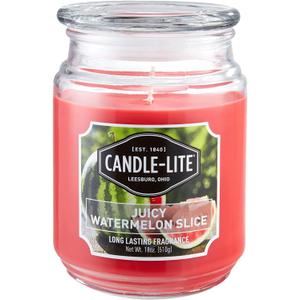 Candle-Lite Everyday Scented Juicy Watermelon Slice Single-Wick Jar Candle, 18 oz, Red