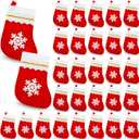 30 Pcs Christmas Mini Stockings,Snowflake Felt Stocking,Snowflake Tableware Holders for Christmas Candy Pouch Bag,Xmas Tree Decoration,Party Favors Filling