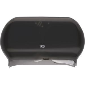 Tork Twin Jumbo Toilet Paper Roll Dispenser Smoke T22, Refill Indicator Window, 56TR