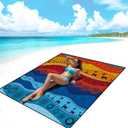 AISPARKY Beach Blanket Waterproof Sandproof, Oversized Large Beach Mat 79" X 83"/120"x108" for 1-8 Adults, Quick Drying&Compact&Lightweight, Picnic Mat Vacation Essentials for Beach Camping Travel (Tribe-blue Red)