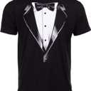 Tuxedo T-Shirt | Classic Party Humor Vintage Funny Tux Tee Joke Concert Festival Shirt for Men Women (Medium, Black)