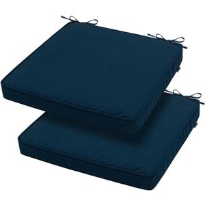 Magpie Fabrics Square Corner Seat Cushion, 18" x 18" x 2.5", 2 Pack, Indoor/Outdoor Waterproof Weather Resistant Universal Chair Pads for Patio Garden Dining - Blue Navy