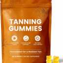 Skin Tanning Gummies, Carotenoid Beauty Blend with Beta-Carotene, Lycopene, Astaxanthin & Vitamin C & E for Natural Looking Glow, Non-GMO, Vegan, Sugar Free, 60 Count (EXP 04/30/28)