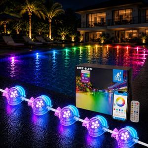 Permanent Pool Lighting System, 148FT 32 LED RGB+IC Pool Lights, 24V Low Voltage, IP68 Waterproof, App & Remote Control, Full-Coverage Lighting for Inground & Above Ground Pools