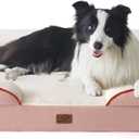 Bedsure Orthopedic Dog Beds Large Sized Dog - Washable Large Dog Cat Bed Waterproof, Comfort Dogs Couch Sofa with Washable Removable Cover, Pet Bed with Nonskid Bottom, Pink, 35"