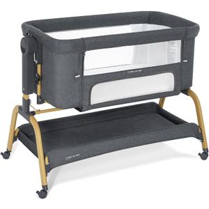 ANGELBLISS 3-in-1 Baby Bassinet, Rocking Bedside Bassinet, Dark Grey, Crib
