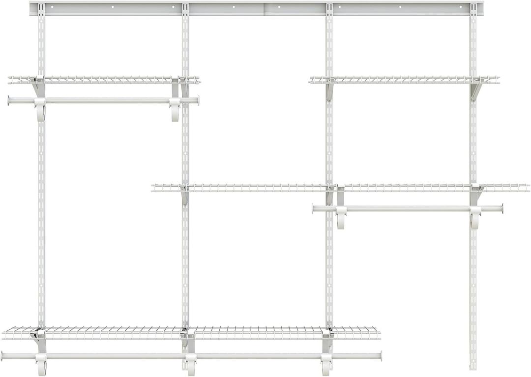 4-6 Ft Closet Organizer System, Adjustable Metal Wire White Closet System, Expandable Walk in Closet Organizers and Storage System, Closet Shelves with Hanging Rods