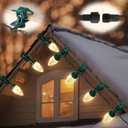 Meonum 66 FT C9 LED Christmas Lights Outdoor with 100 Spring Clips and 100 C9 Strawberry String Lights Waterproof Extendable for Holiday House Roofline Gutter Backyard Patio Home Decor, Warm White