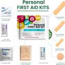 Personal First Aid Kit- 10 PACK | Clean, Treat, Protect Minor Cuts, Scrapes and Burns | Perfect for Home, Office, Car, School, Business, Camping | Individually wrapped First Aid Products (Multi-Color)