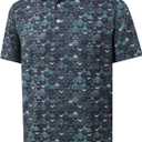 Men's Golf Polo Shirts - Funny Print Moisture Wicking Quick Dry Performance Short Sleeve Collared Sport Casual Shirt (Green, XL)