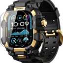 ULTIMAL Rugged Case with Band for Apple Watch 49mm,Compatible with Apple Watch Ultra 3/2/1, Military Grade Shockproof Bumper Cover for iWatch Tactical Band Men (49mm,Gold)