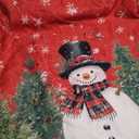 Horaldaily Christmas Tablecloth 60x84 Inch Rectangular, Winter Snowman Trees Red Washable Seasonal Table Cover for Party Picnic Dinner Decor