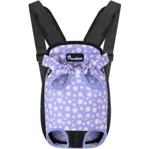 Pawaboo Pet Carrier Backpack, Adjustable Pet Front Cat Dog Carrier Backpack Purse Travel Bag, Legs Out, Easy-Fit for Traveling Hiking Camping for Small Medium Dogs, Medium Size, Black & Purple Daisy