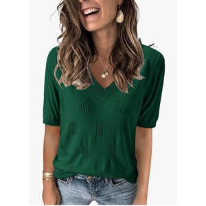 Arach&Cloz Women's Tops 2025 Spring Summer Short Sleeve Sweater Fashion Trendy Dressy Casual Outfit Versatile Knit Blouse XL